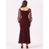 Allegra K Women's Elegant Long Sleeve Off Shoulder Cocktail Bodycon Ruched Split Midi Dress - 4 of 4