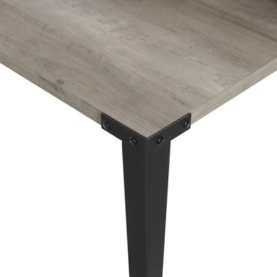 42" Grey Wash Industrial Secretary Desk with Hutch and Drawers