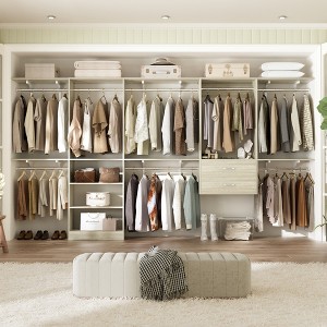 Besiost Freestanding Closet System with 8 Hannging Rods and Drawers, Hanging Closet Organizer with 10 Shelves - 1 of 4