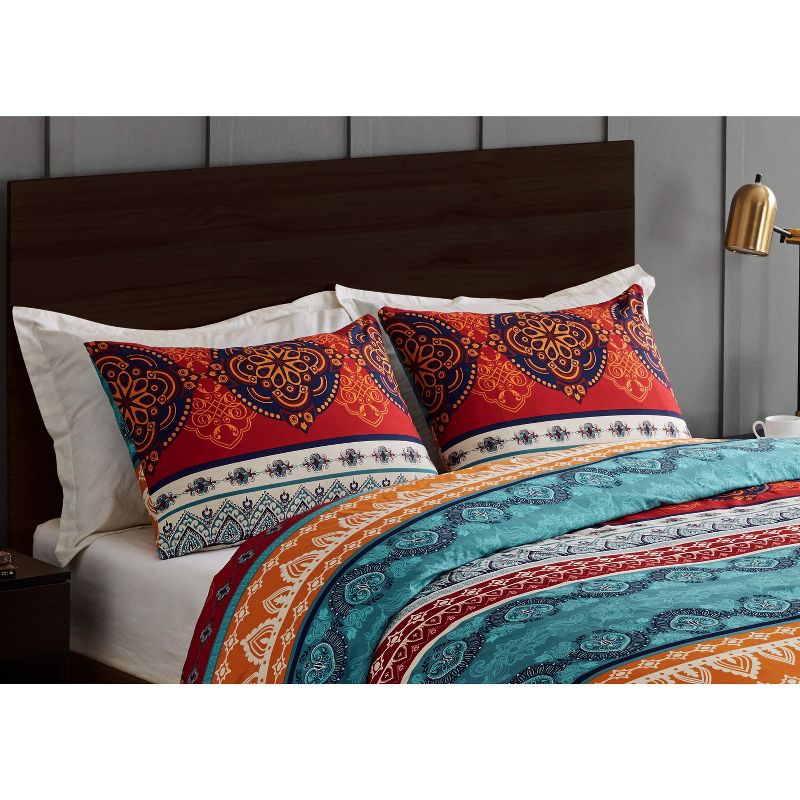 Sweet Jojo Designs Throw Pillow Covers Red Boho Blue Orange 2pc, 3 of 5