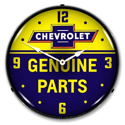 Collectable Sign & Clock | Chevrolet Bowtie Genuine Parts LED Wall Clock Retro/Vintage, Lighted