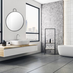 Stonebriar Collection Large Round Metal Decorative Wall Mirror: 34" Industrial Style, No Assembly Required - 1 of 4