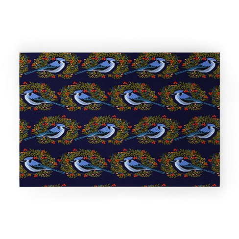 Joy Laforme Christmas Blue Jay Wreaths Welcome Mat - Society6 - image 1 of 4