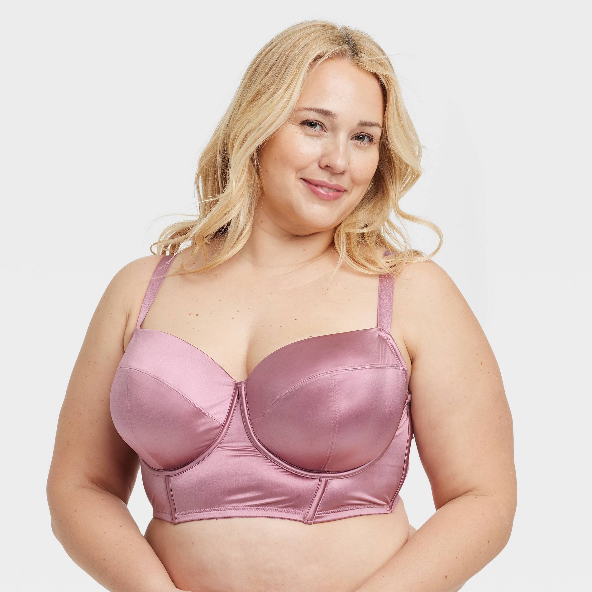 Women's Satin Lightly Lined Lingerie - Auden™ Mauve XXL: Nylon Spandex Knit, Adjustable Straps, Padded Cup