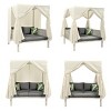 Outdoor Patio Daybed with Curtain and Canopy, 2-Seater Woven Rope Sunbed, Daybed with Iron Frame and Foam Cushions and Pillows–Cuddlewood - 4 of 4