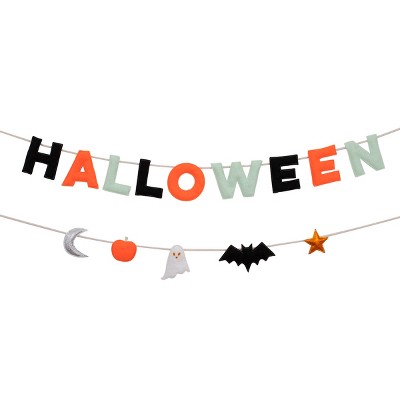 Meri Meri Halloween Felt Garland Set (8' with excess cord - Pack of 1)
