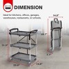 Elevon Aluminum Service Push Cart Portable Utility 3 Tier Collapsible Shelving Unit with Wheels for Home Office Organization, Gray - 4 of 4