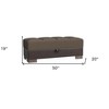 HomeRoots 50" Brown and Black Upholstered Fabric And Faux Leather Tufted Storage Ottoman - 3 of 4
