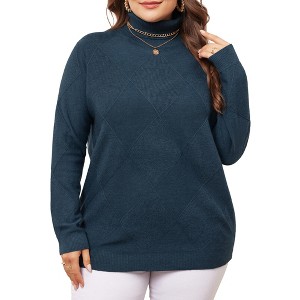 Agnes Orinda Women's Plus Size Lightweight Long Sleeve Turtleneck Novelty Sweaters - 1 of 4