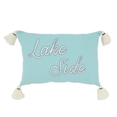 Saro Lifestyle Lake Side Serenity Poly Filled Throw Pillow, Blue, 12"x18"