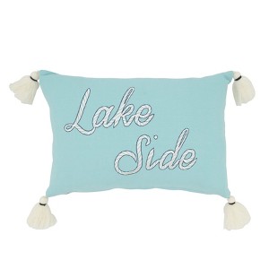 Saro Lifestyle Lake Side Serenity Down Filled Throw Pillow, Blue, 12"x18" - 1 of 3