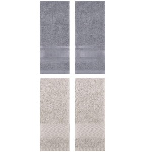REGALWOVEN 4 Pcs Bathroom Decorative Cotton Soft Absorbent Sold Striped Hand Towel - 1 of 4