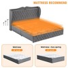 Bed Frame with 4 Storage Drawers, Upholstered Platform, Tall Headboard with Charging Station, Velvet Tufted Wingback, Wood Slats Support - 4 of 4
