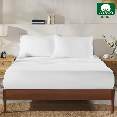 California King Bright White Cotton Sateen Deep Pocket Sheet Set