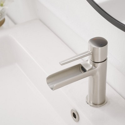 Brushed Nickel Single Handle Waterfall Bathroom Faucet