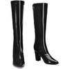 Perphy Women's Patent Leather Chunky Heels Knee High Riding Boots - 3 of 4