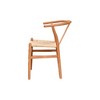 2Pcs Wood Dining Room Chairs, Stylish Y Back Dining Arm Chair With Woven Seat Cushion, Beach House Furniture, Natural - 4 of 4