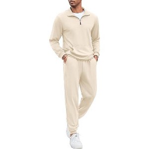 COOFANDY Men's Tracksuit 2 Piece Quarter Zip Sweatsuit Sets Casual Athletic Running Jogging Suits - 1 of 4