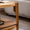 YUHAO Round Coffee Table with Solid Wood for Living Room, 2-Tier Round Coffee Table with Storage Shelf, Mid Century Modern Coffee Table - 3 of 4