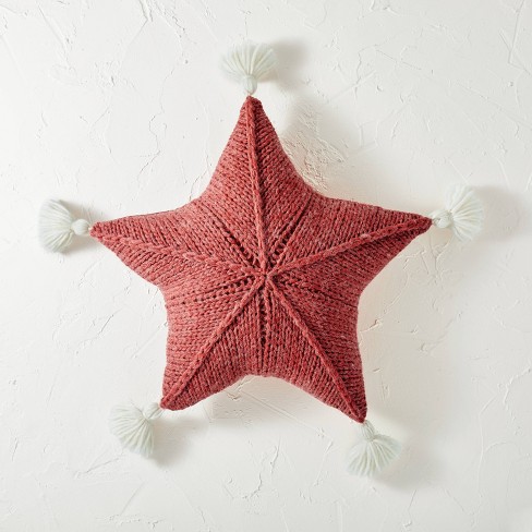 Star Shaped Sweater Knit Throw Pillow Red - Opalhouse™ designed with Jungalow™ - image 1 of 3