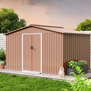 TROPOW 10x10 FT Outdoor Storage Shed, Metal Garden Shed with Lockable Door, and Sloped Roof, Utility Metal Tool Storage Sheds for Backyard - 1 of 4