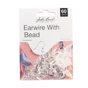 John Bead Must Have Findings Metal Silver 18mm Ear Wire Beads for Jewelry Making Findings, 60 Pieces - 1 of 4