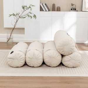 GDFStudio Haddad Modern 50"W Corduroy Upholstered Adjustable Floor Sofa, 5 Cylindrical Pillows Bean Bag Seat - 1 of 4