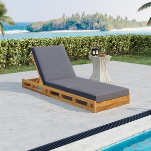 Christopher Knight Home Alfred Outdoor Acacia Wood Adjustable Chaise Lounge with 3-Fold Water-Resistant Cushion - 1 of 4