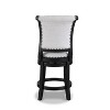 2-piece swivel bar stool set, upholstered seat, nailhead trim, footstool, wooden dining furniture, black - 4 of 4