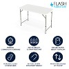 Flash Furniture Elon 4-Foot Height Adjustable Bi-Fold Granite White Plastic Folding Table - 2 of 4