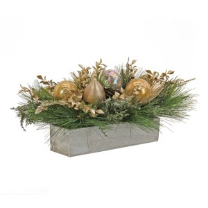 HGTV 11" Champagne Wishes Decorated Mixed Greenery Christmas Artificial Plant Arrangment - 1 of 3