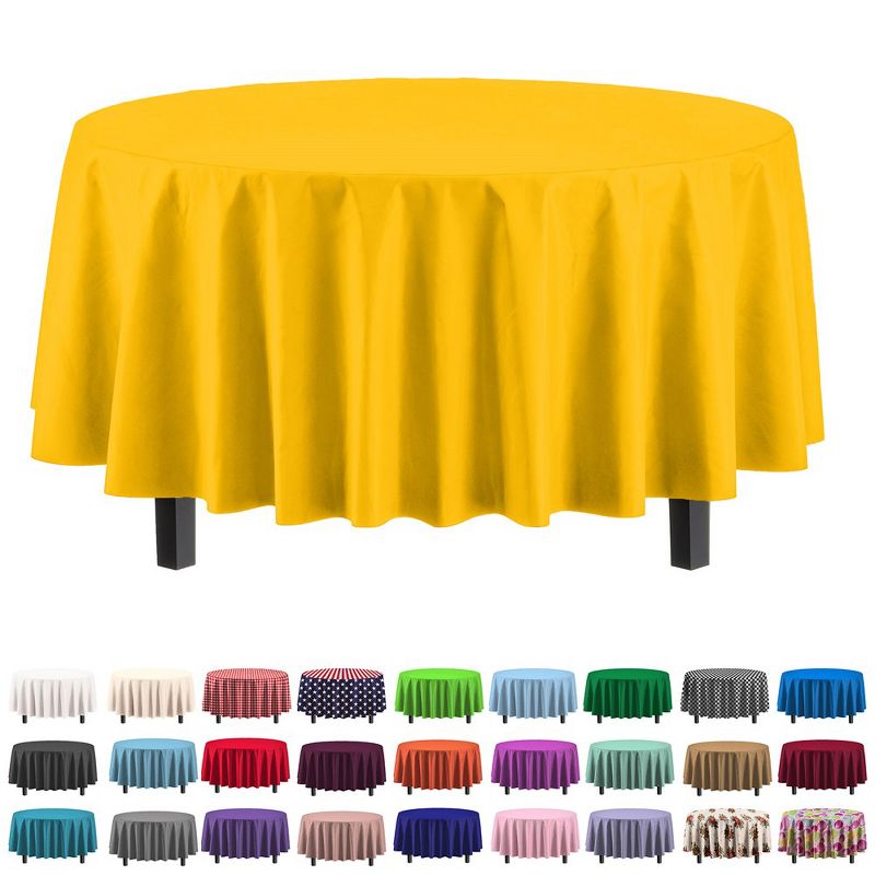 Crown Display Disposable Plastic Tablecloth 84 Inch Round- 6 Pack, 1 of 8