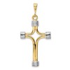 Black Bow Jewelry 14k Yellow Gold and White Rhodium Polished Two Tone Cross Pendant - 3 of 4