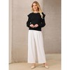 INSPIRE CHIC Women's Ruffle Long Sleeve Crew Neck Ribbed Knit Sweater Black Small - 2 of 4