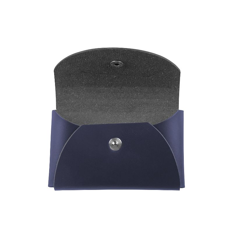 JAM Paper Italian Leather Business Card Holder Case with Round Flap Navy Blue Sold Individually, 2 of 6