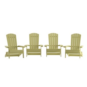 Merrick Lane Set of 4 Poly Resin Folding Adirondack Lounge Chair - All-Weather Indoor/Outdoor Patio Chair - 1 of 4