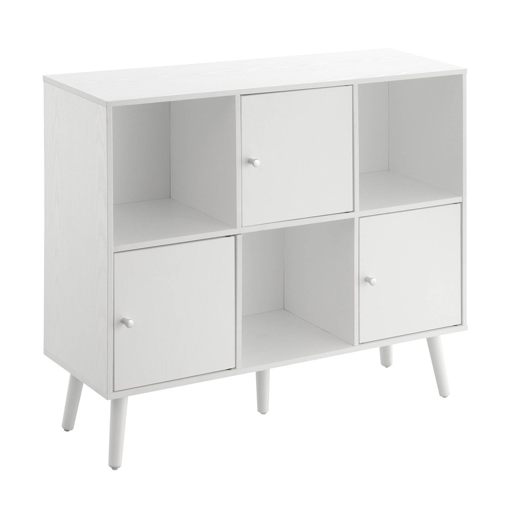 Breighton Home Xtra Storage Cube Organizer Sideboard Console Table with 3 Cubbies and 3 Cabinets in White