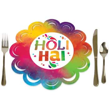 Big Dot of Happiness Holi Hai - Festival of Colors Party Round Table Decorations - Paper Chargers - Place Setting For 12