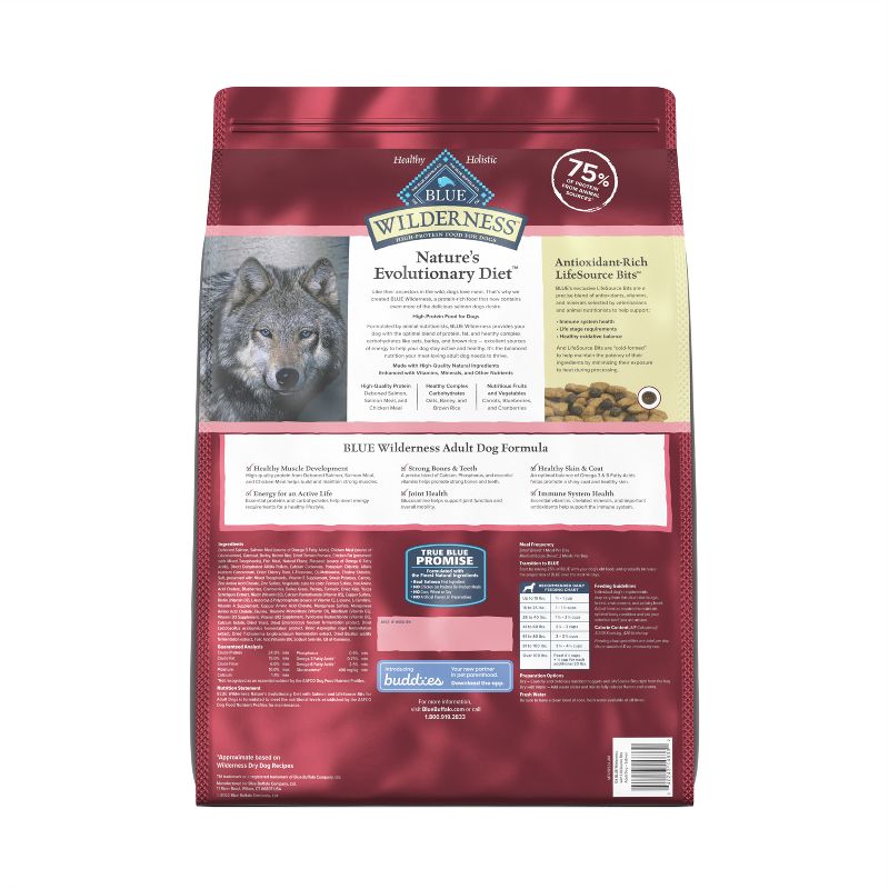 Blue Buffalo Wilderness High Protein Natural Adult Dry Dog Food plus Wholesome Grains with Salmon - 13lbs, 3 of 12