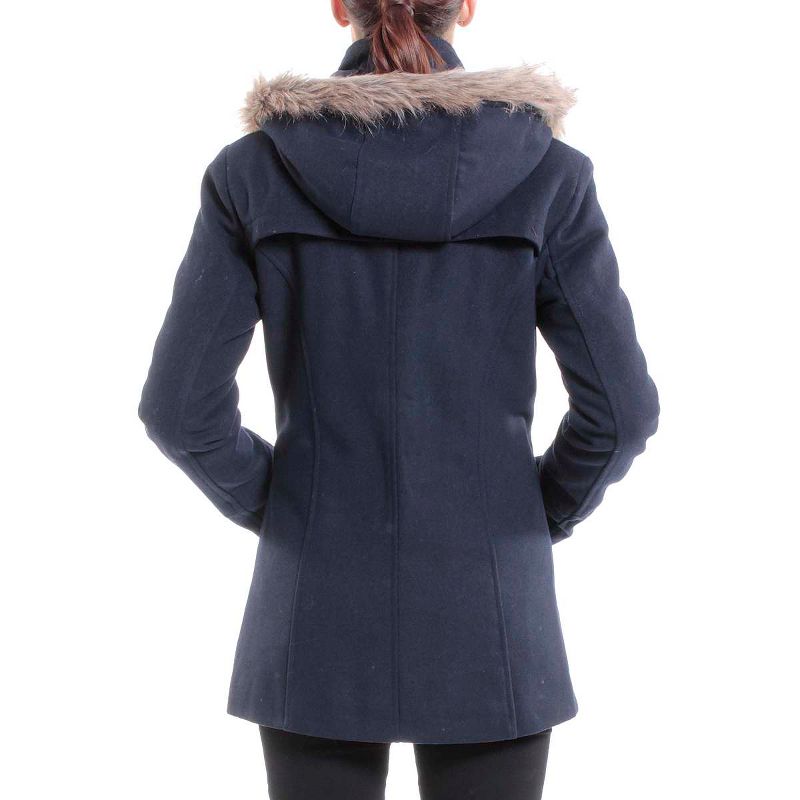 Alpine Swiss Duffy Womens Wool Coat Fur Trim Hooded Parka Jacket, 2 of 11