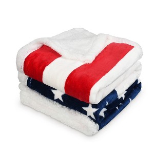 Catalonia Patriotic US Flag Blanket, American National Flag Throws, Fleece Plush Blanket for Couch Bed Decor, Cozy Gift for Citizenship - 1 of 4
