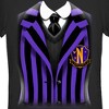 Juniors Womens Wednesday Nevermore Academy Uniform Purple T-Shirt - 2 of 4
