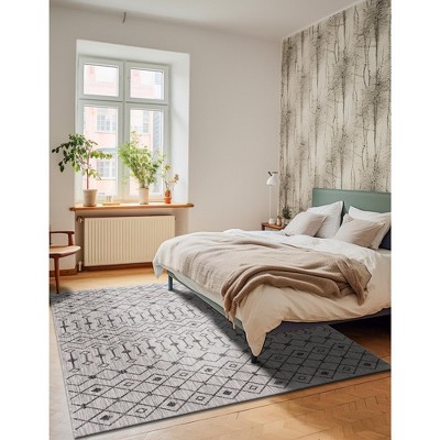 Light Gray/Blue Synthetic 4' x 6' Outdoor Trellis Rug