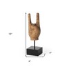 HomeRoots 13" Brown Metal Hand Tabletop Sculpture - 3 of 4