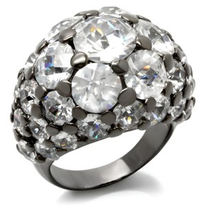 Slickblue Brass Ruthenium Ring with Clear CZ - Timeless Le Glace Finish, Achromatic Round CZ, Women's Jewelry, Size 5-9 - 1 of 3