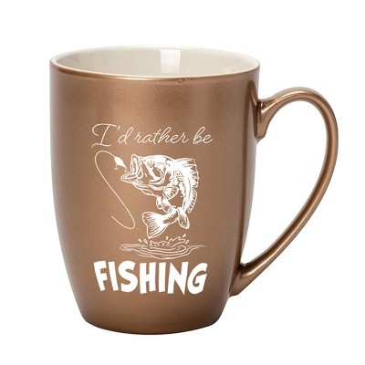 Elanze Designs I'd Rather Be Fishing Bronze 10 ounce New Bone China Coffee Cup Mug