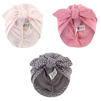 Hudson Baby Baby Girl Turban Cotton Headwraps, Pink Feather, One Size