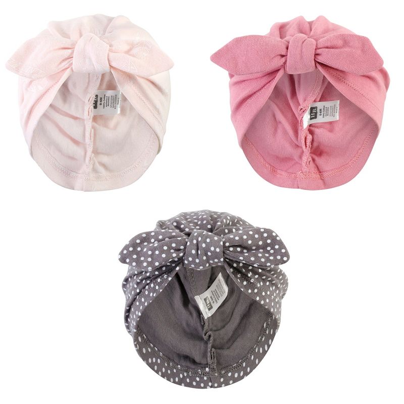 Hudson Baby Baby Girl Turban Cotton Headwraps, Pink Feather, One Size, 1 of 7