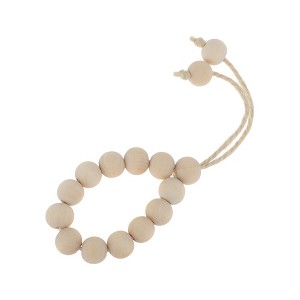 Unique Bargains Napkin Rings Wooden Bead Double Line Tassel Rope Wood Beige 1 Pc - 1 of 3