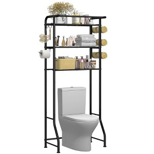 Simple Trending 3 Tier Over The Toilet Rack, Shelf Bathroom, Bathroom Stand Organizer Space Saver, Black - 1 of 4